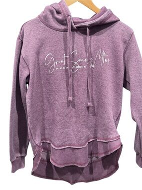 NWT Coconut Creek Great Smoky Mtns Hoodie Women L Purple Raw Hem Pigeon Forge TN